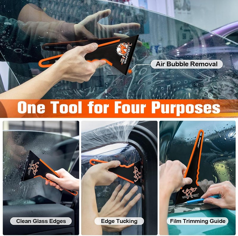 WRAPXPERT Window Tint Squeegee, Triangle Contour Tint Squeegee, Long Handle Scraper Tool for Window Tinting, Vinyl Wrap, Speed Loader Auto Window Film Install, Window Tint Kit, Large - Image 3